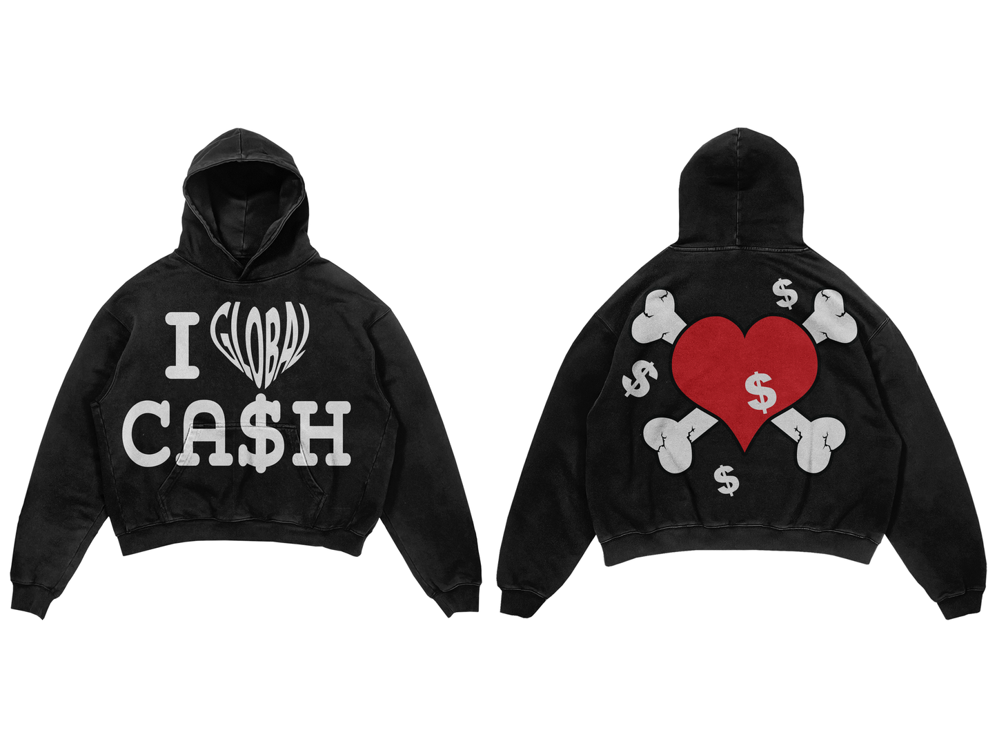 Global Ca$hin “MoneyNLove” Black Hoodie